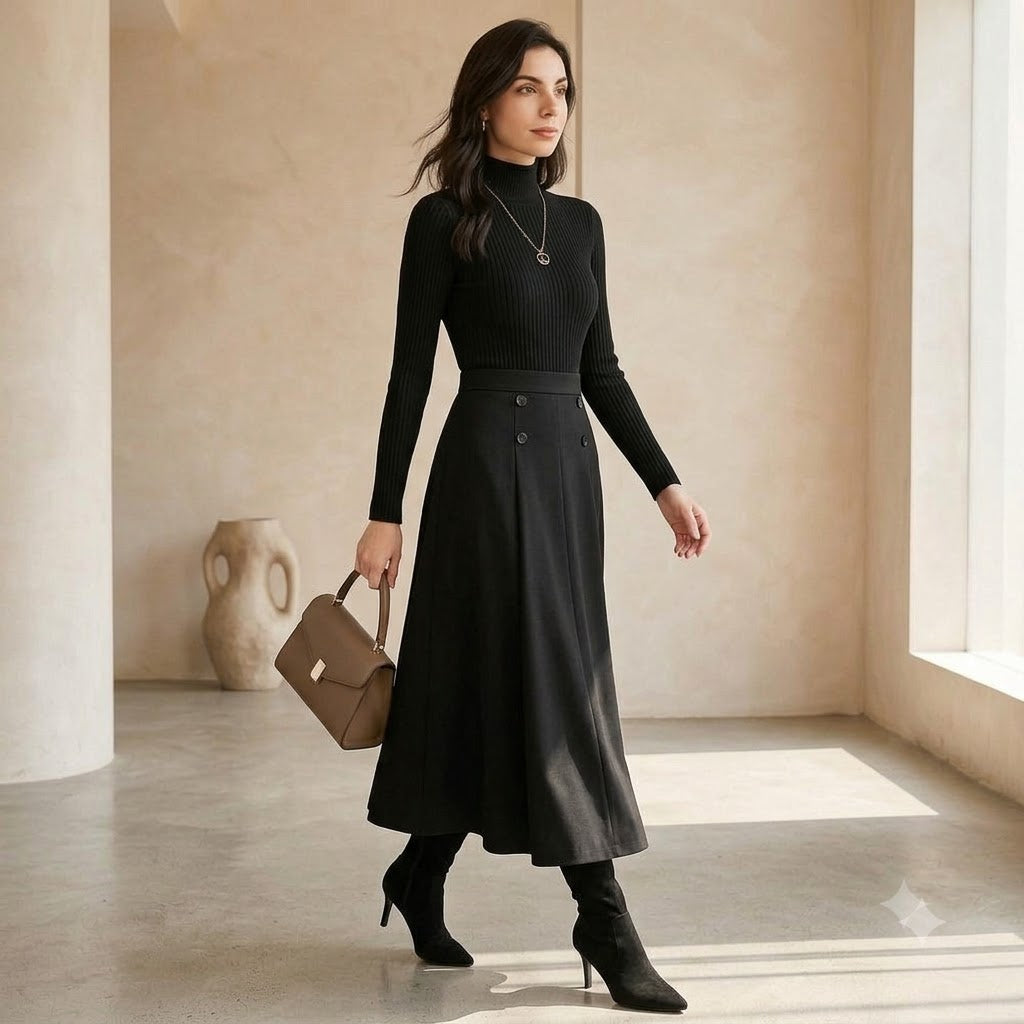 The Noir Two-Piece - walking pose