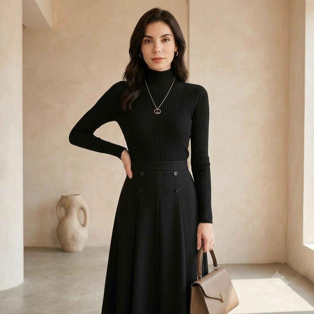The Noir Two-Piece - waist button detail