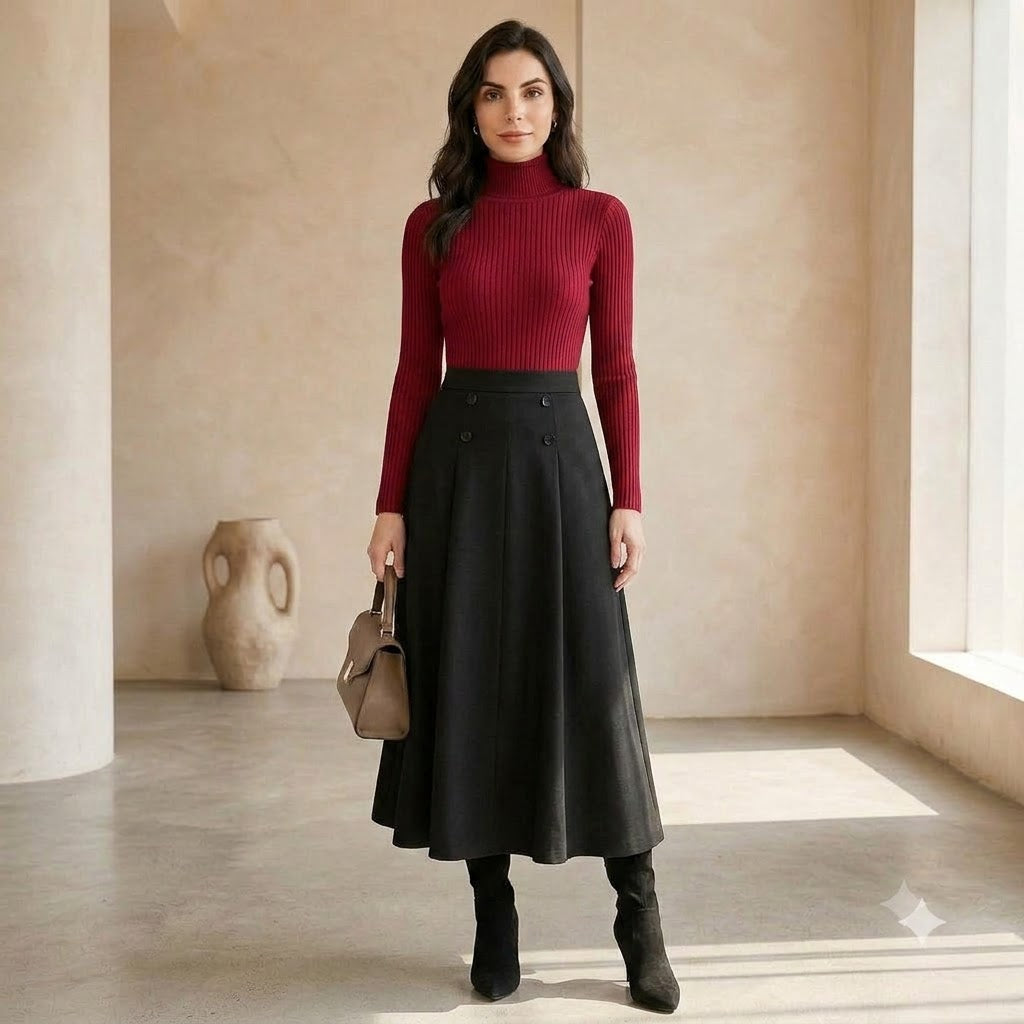 The Noir Two-Piece in Burgundy Red - front view